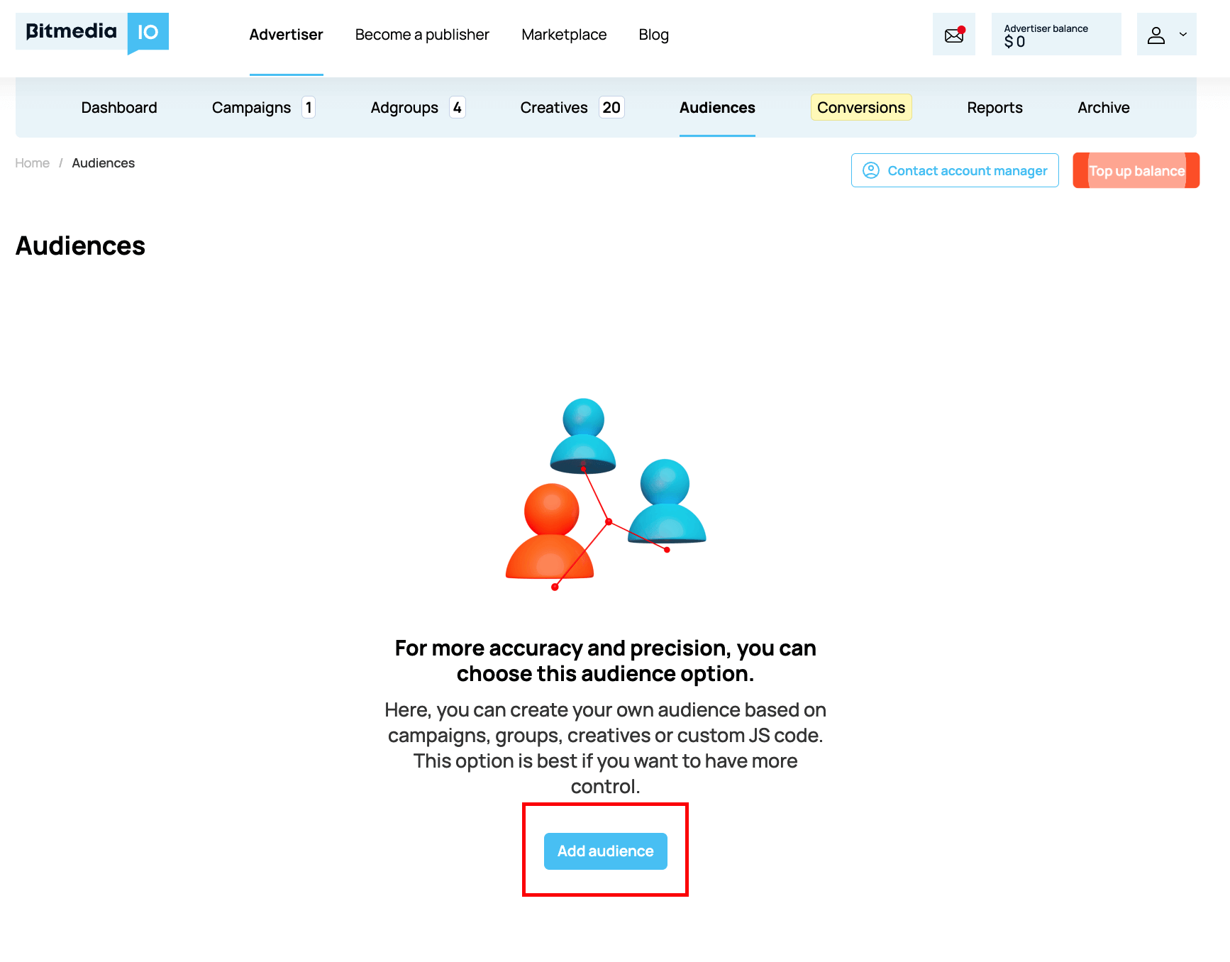 Add Audiences button
