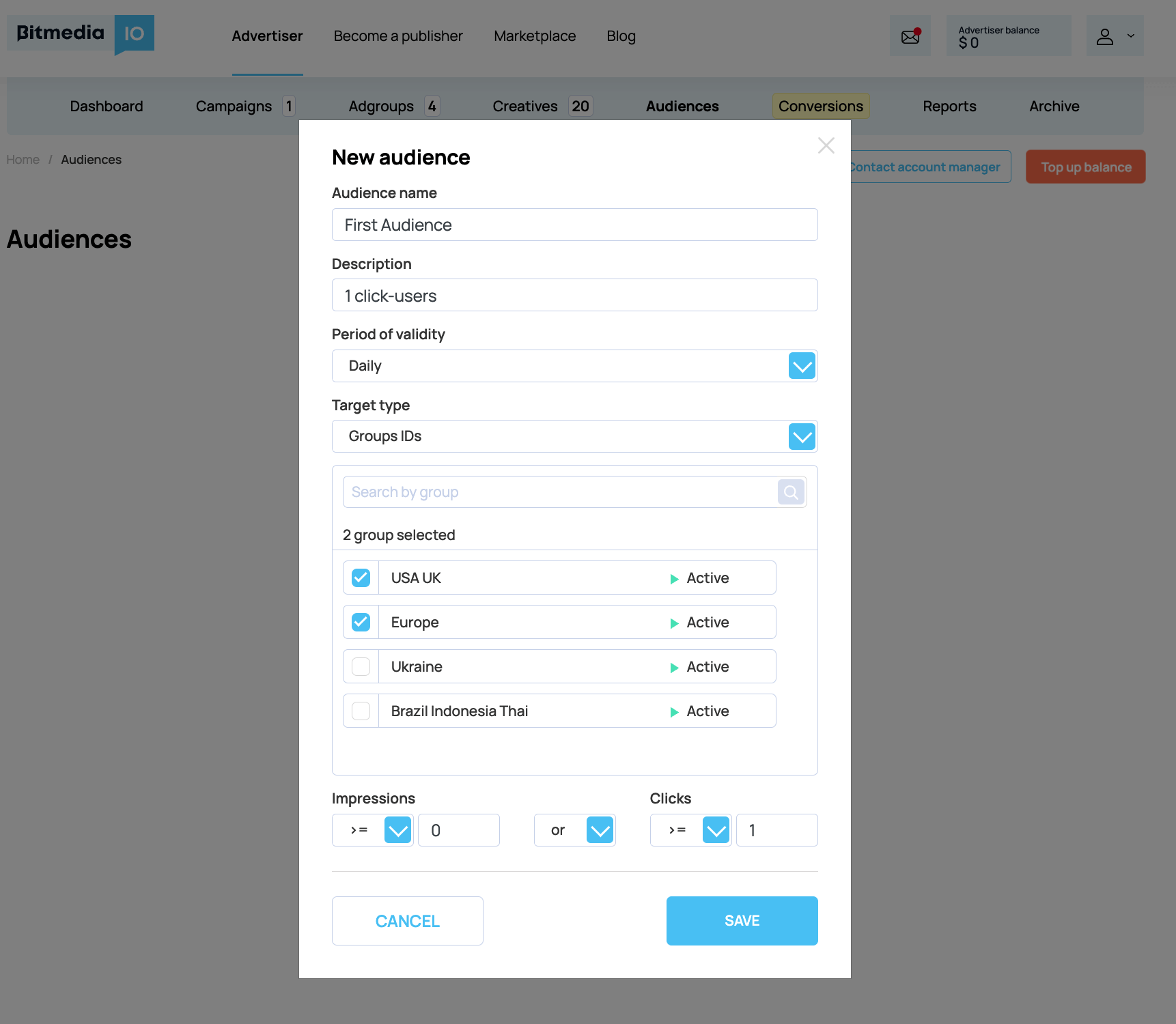 Configure Audience Settings