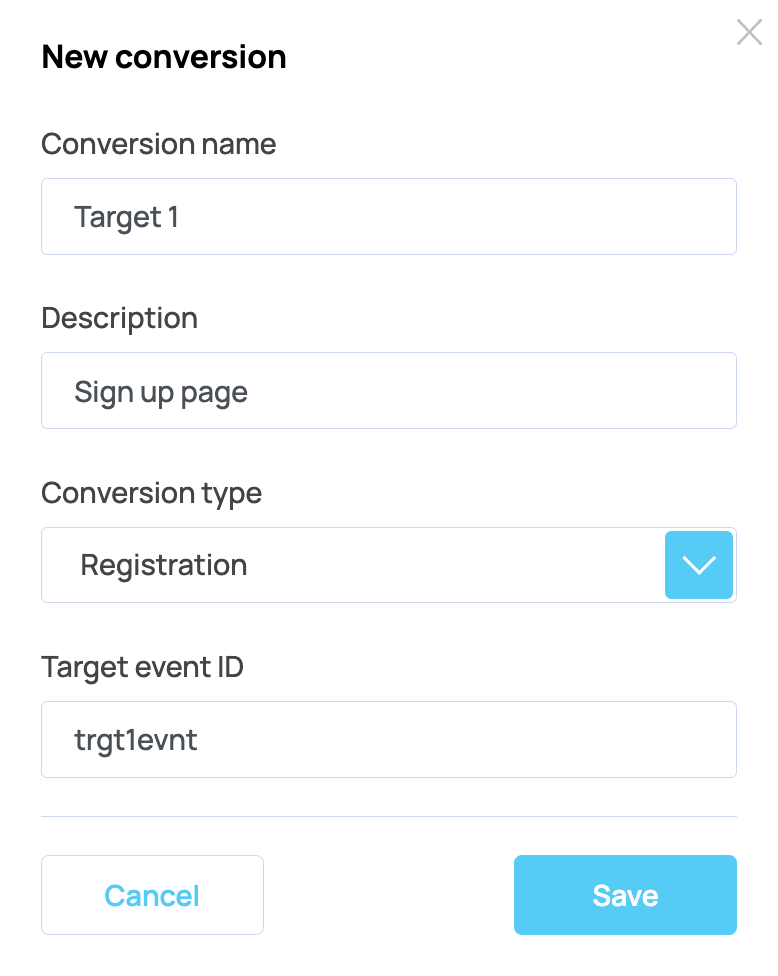Filled in new conversion form