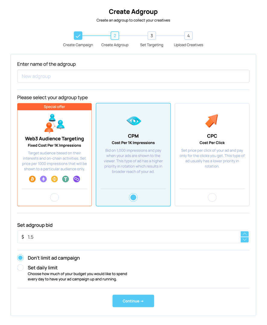 create ad group form
