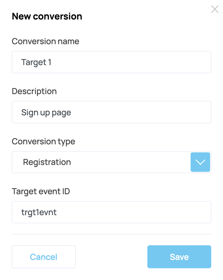 Filled in new conversion form