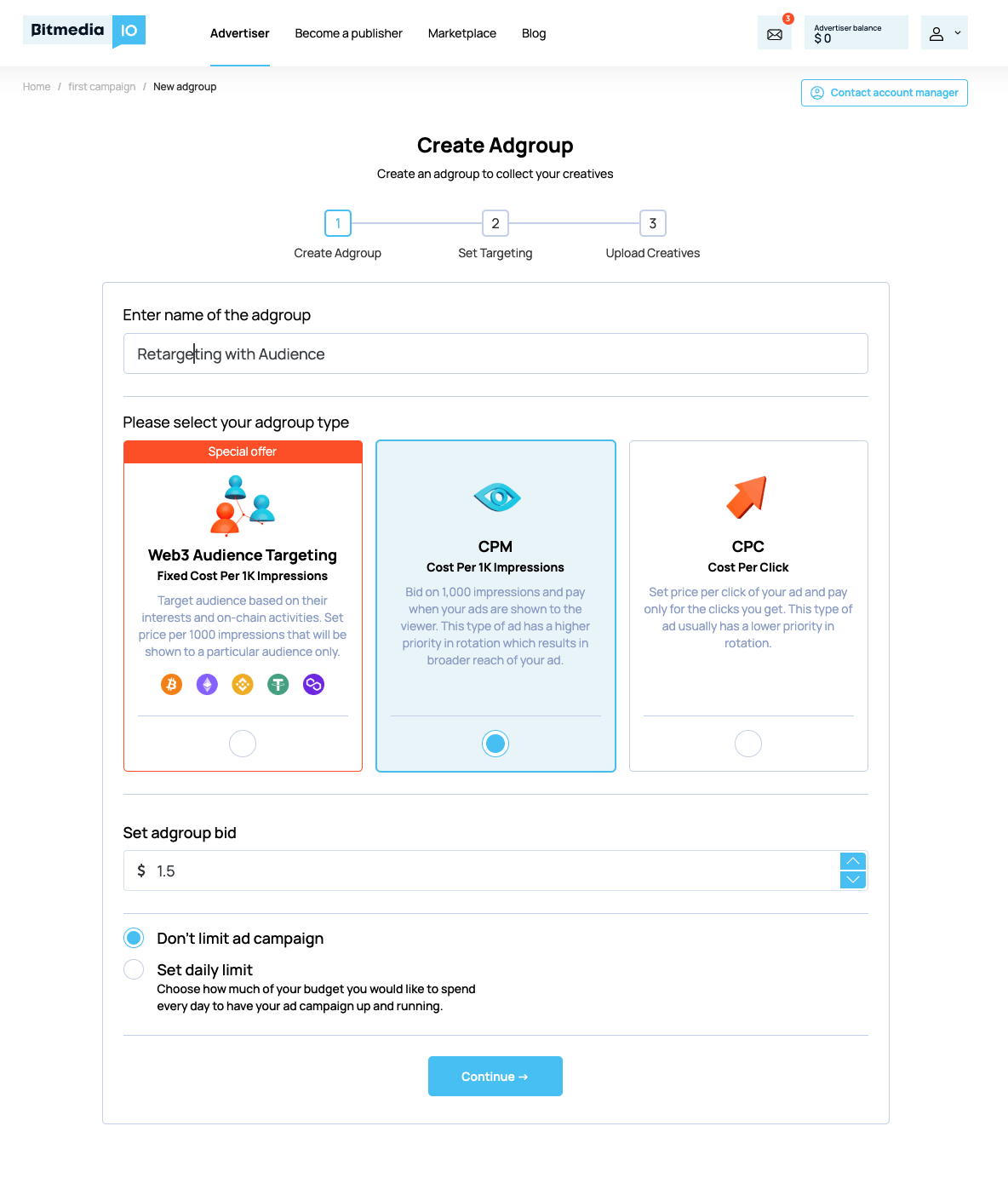 Create Ad group