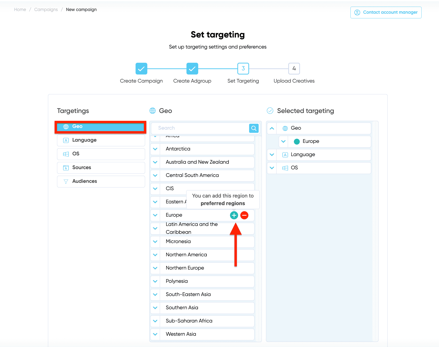 creating campaign targeting geo