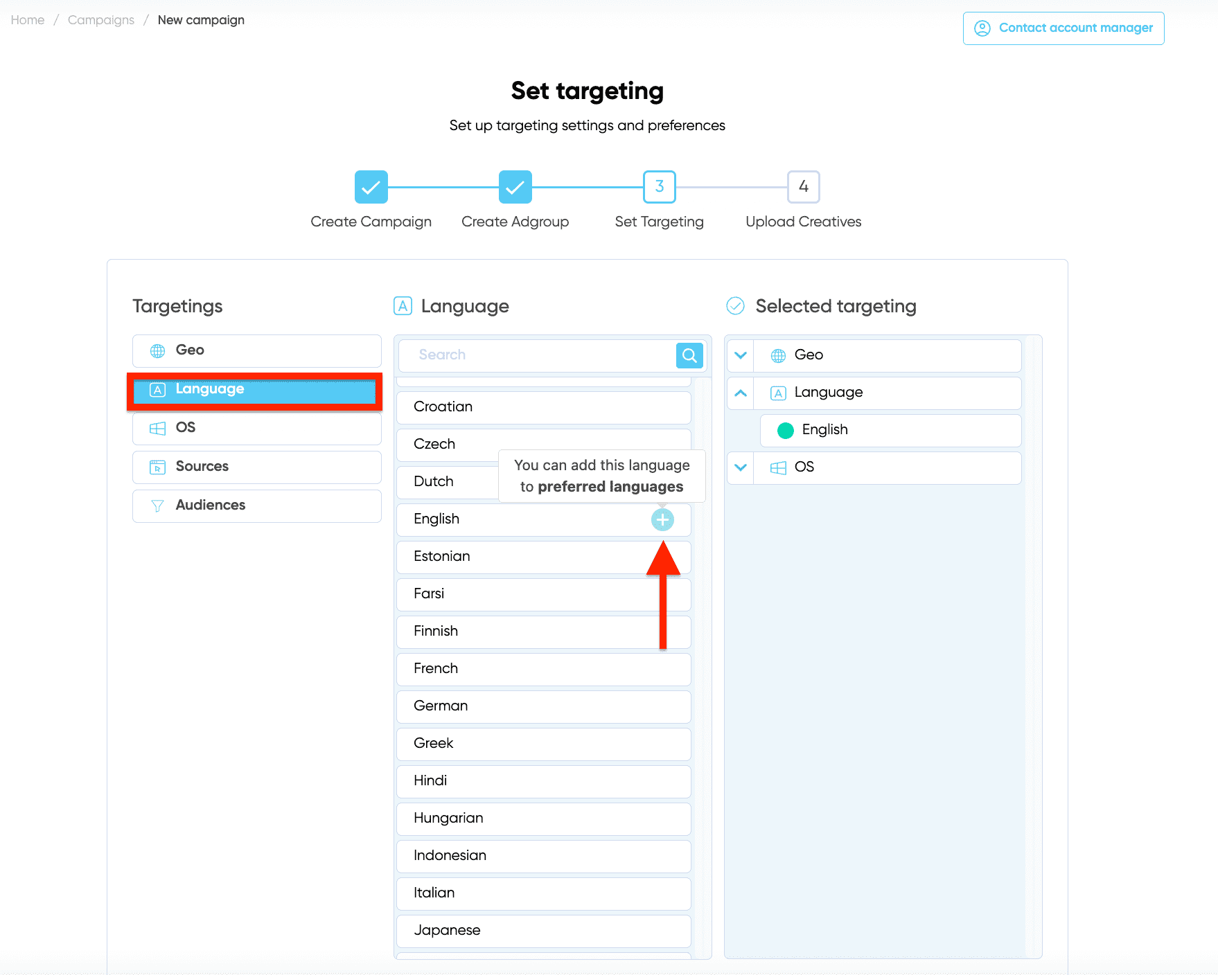 creating campaign targeting language