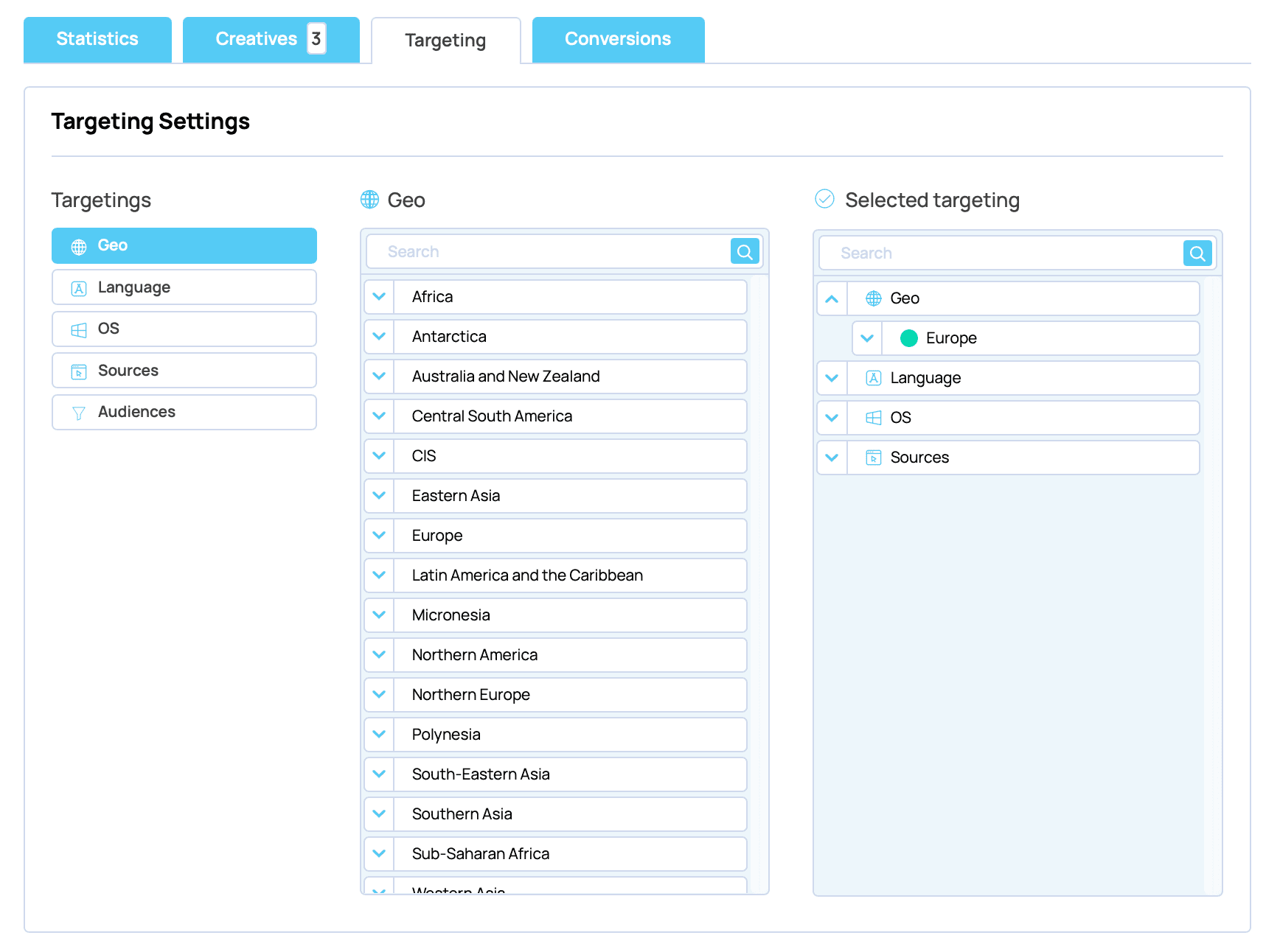 group target main settings