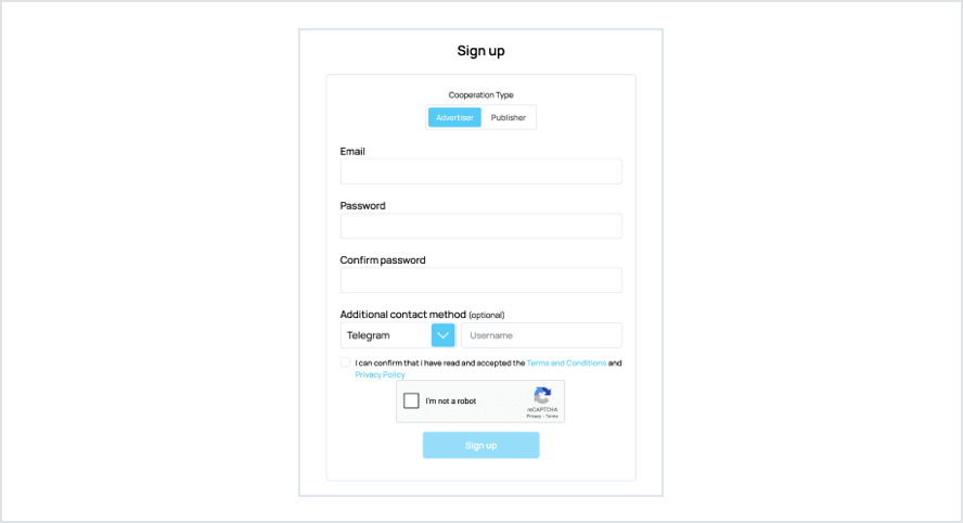 sign up form