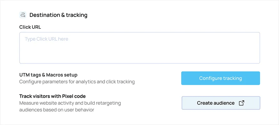 click URL and tracking settings