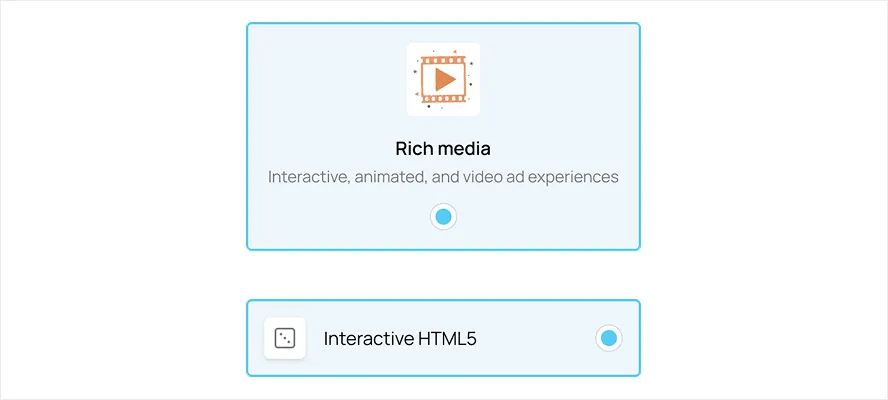 selecting Rich media and Interactive HTML5 ad format