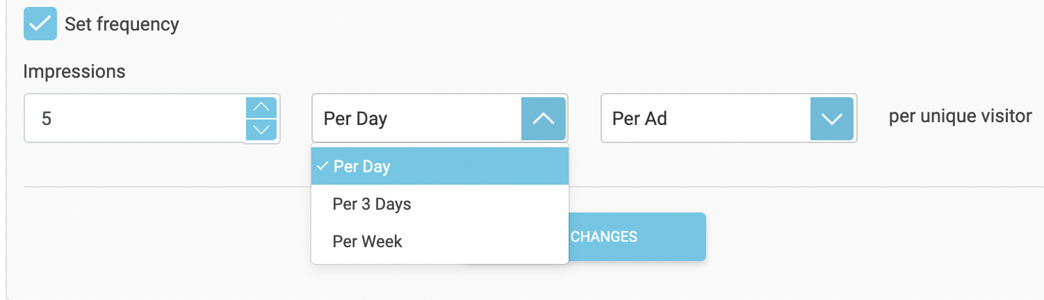 frequency capping ad campaign settings