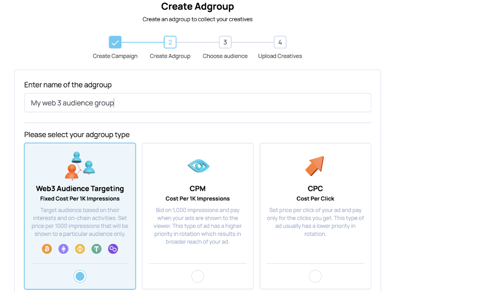 ad group for web3 audience