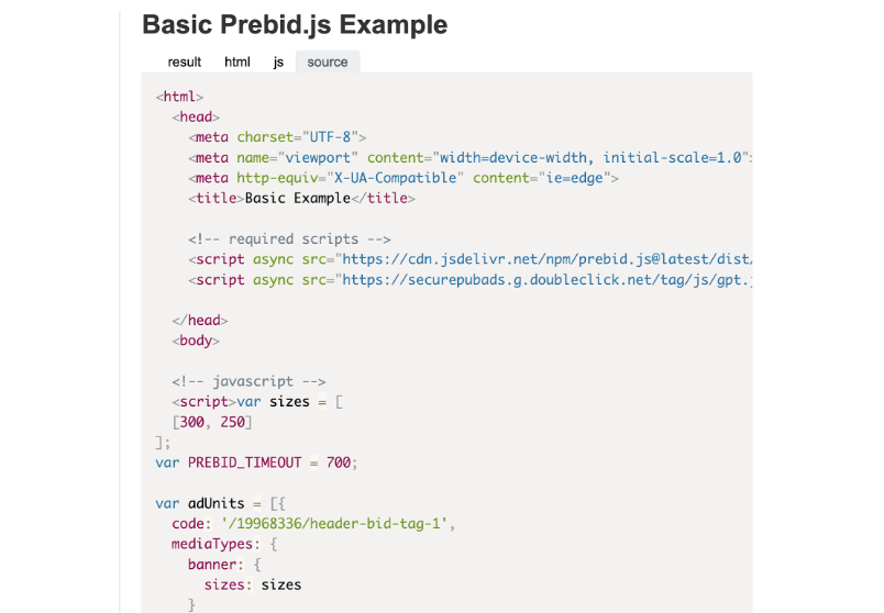 Follow the basic example to configure the Prebid.js adapter on your website.