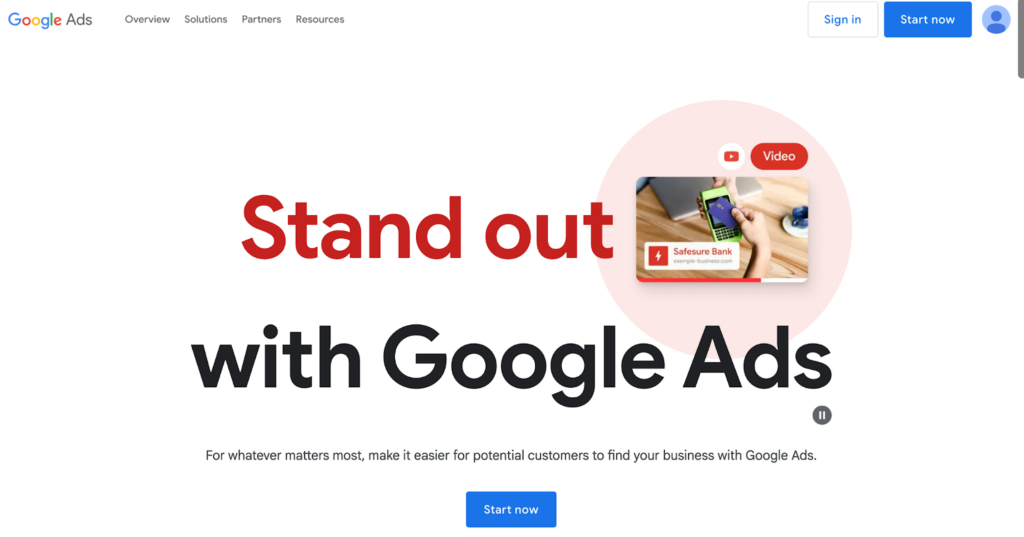 Home page of Google Ads, Source: Google Ads