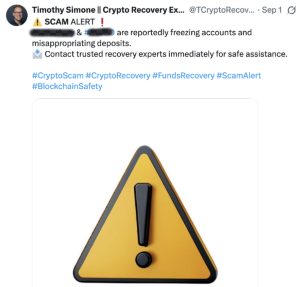 scam alert in twitter