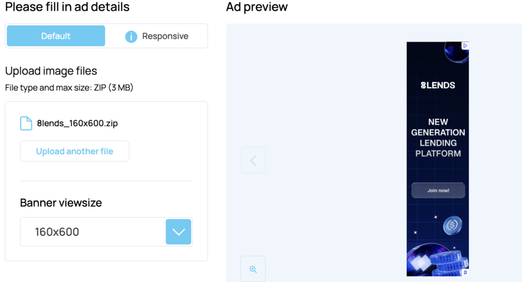 Banner size - 160x600