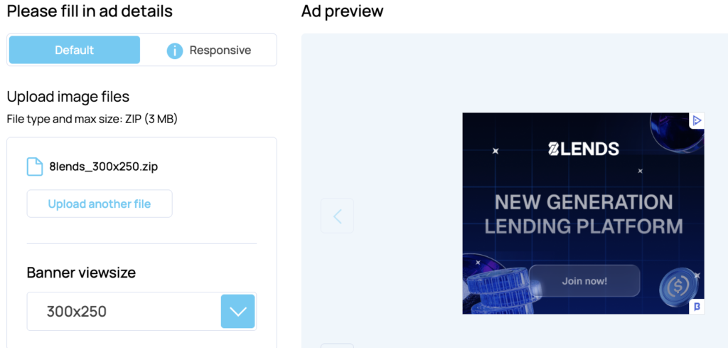 Banner size - 300x250