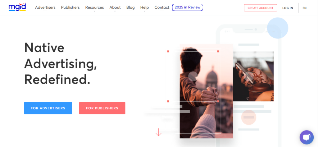 MGID homepage, Source: MGID