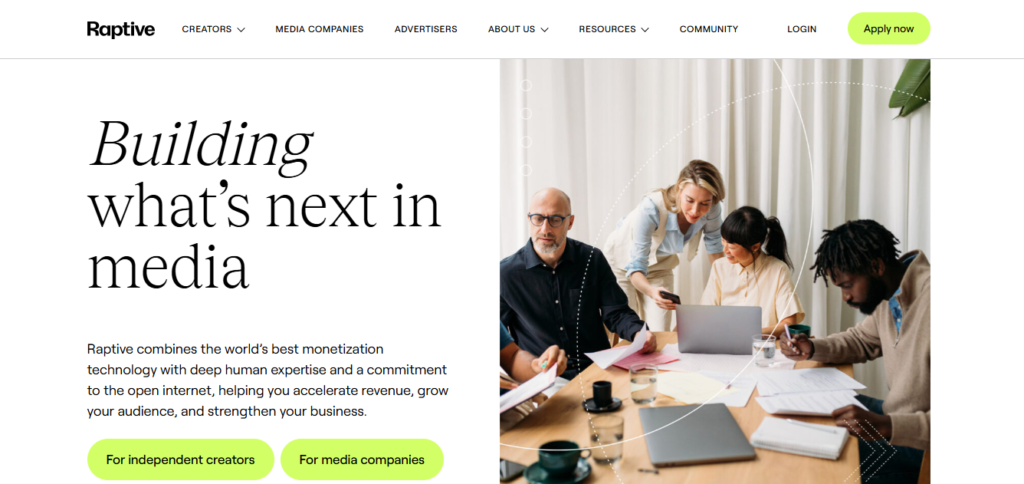 Raptive homepage, Source: Raptive
