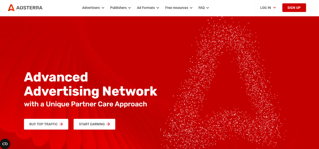 Adsterra homepage, Source: Adsterra