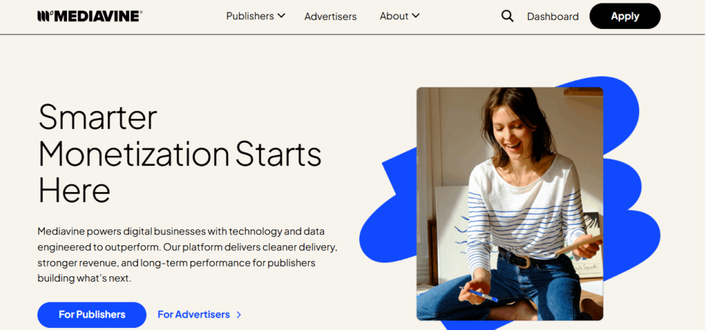 Mediavine homepage, Source: Mediavine